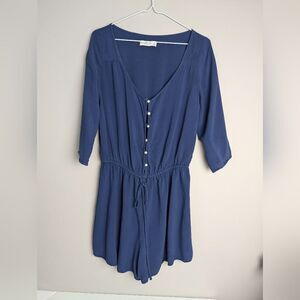 Abercrombie & Fitch Navy Blue Romper Women’s Button Front Shorts Sz L